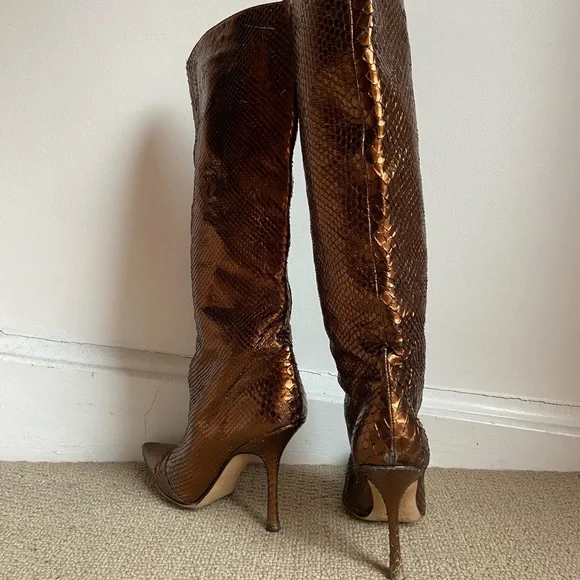 Jimmy Choo Mavis Python Metallic Boots - Picture 10 of 16